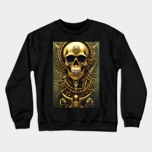 Skull With Gold Ornaments | Gold Skull Artwork | Armored Skull | Dystopian Skull | Skull Warrior Crewneck Sweatshirt